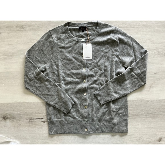 Quince Mongolian Cashmere Cardigan Sweater Medium Heather Grey NWT - Picture 5 of 7